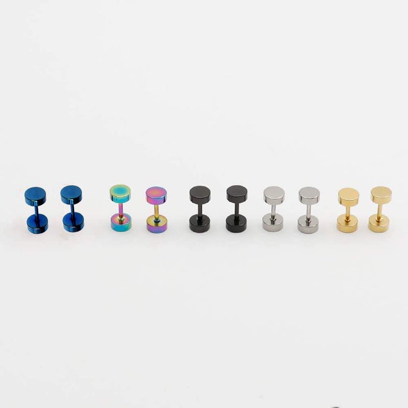EACHLP Unisex 5MM Simple Stainless Steel Stud Earring Faux Gauges Ear Plugs Tunnel Hypoallergenic Cartilage Tragus Second Third Hole Ear Piercing Jewelry - Image 4